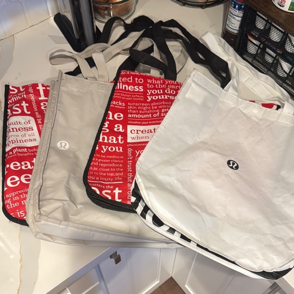 Four Lululemon Large Reusable Tote Bags